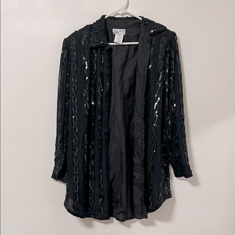 Vintage Black Sequin Embellished Jacket